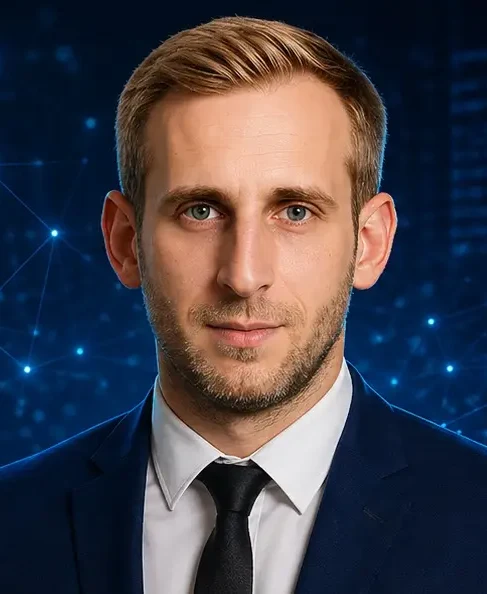 Porträt von Dennis Stürzekarn, Softwareentwickler aus Wetter (Ruhr), KI-bearbeitet