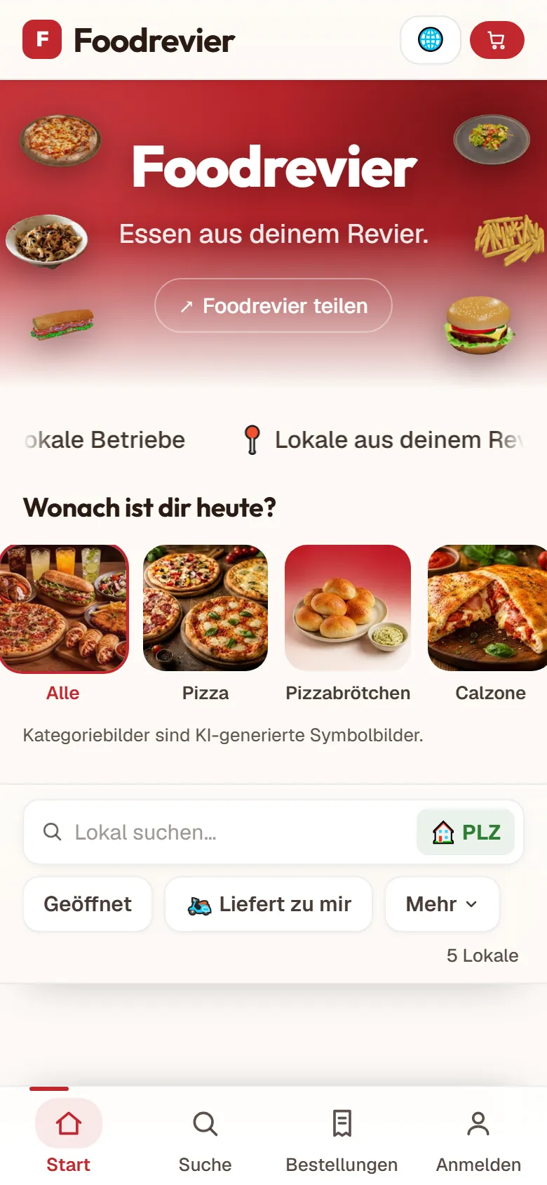 Startseite von foodrevier.de auf dem Handy